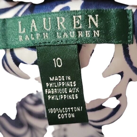 Lauren Ralph Lauren NEW Womens Blue‎ Multi Floral A-Line Skirt  10 Cotton retro - Picture 4 of 4